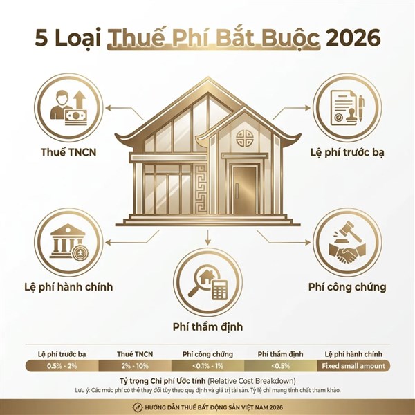 Thuế Mua Bán Nhà Đất 2026: 5 Loại Thuế Phí Bắt Buộc Và Cách Tính Chi Tiết