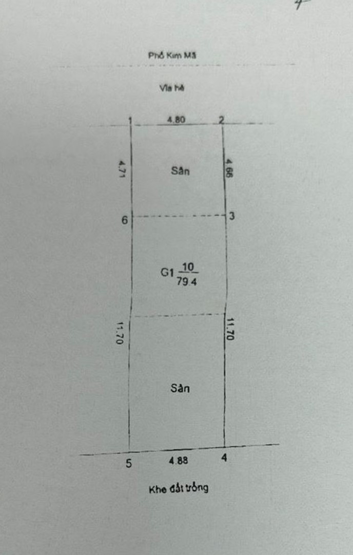 MẢNH ĐẤT ĐẸP MẶT PHỐ KIM MÃ, VUÔNG, MẶT TIỀN 4.8M, 2 THOÁNG TRƯỚC SAU